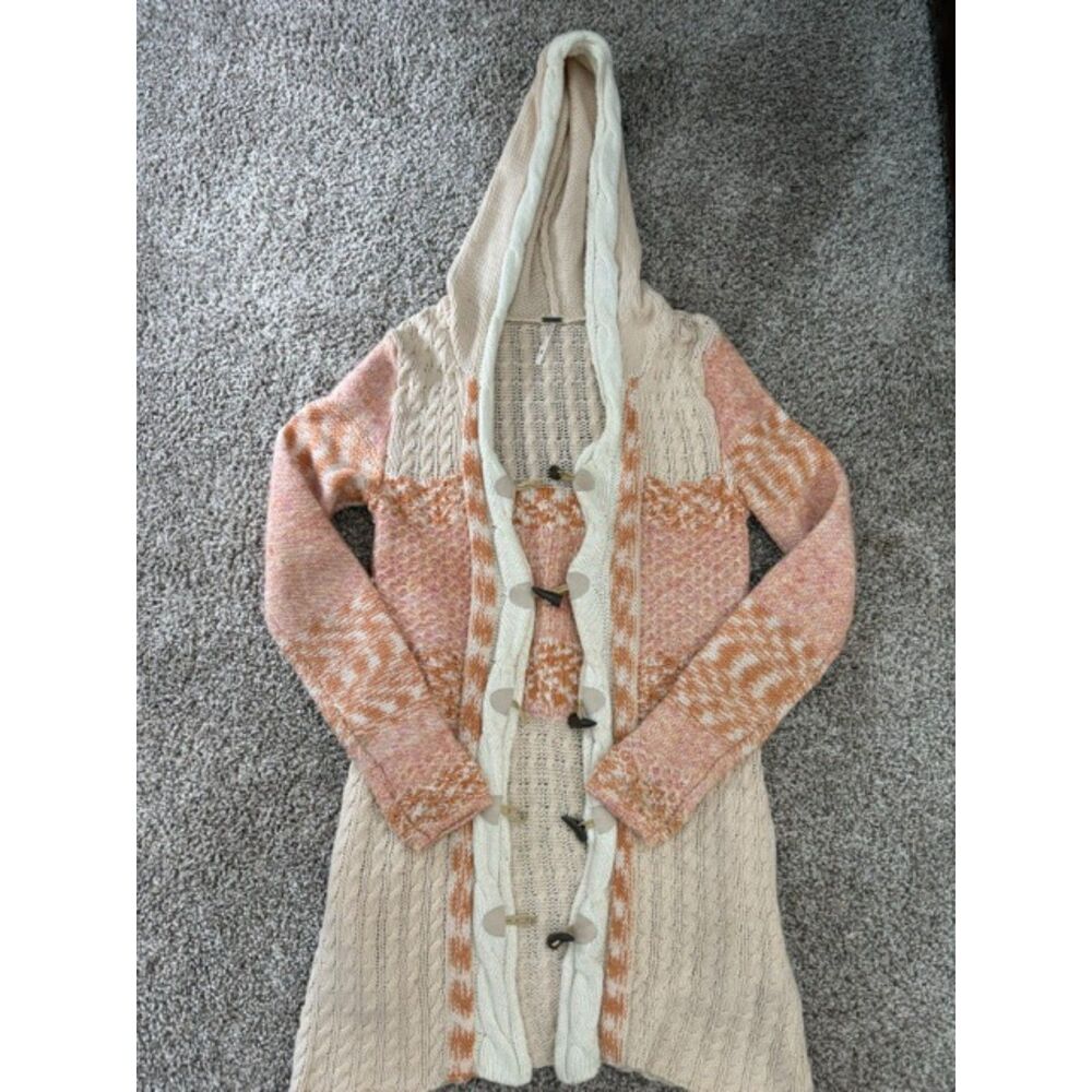 Boho Free People Knit Cardigan with Hood